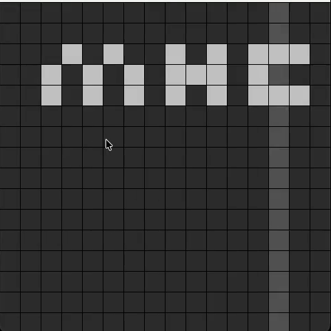 The Tone Matrix in action, with a pattern of lit cells sketched onto the grid. Every lit cell is a note waiting for its column’s turn.
